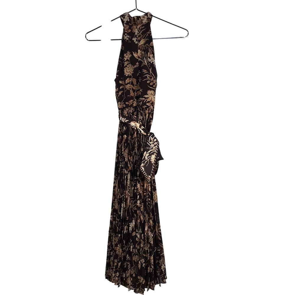 ZIMMERMAN Black and Beige Floral Halter Maxi Dress (PETITE) - Picture 7 of 12